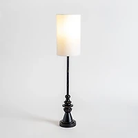 Distressed Black Candlestick Buffet Lamp