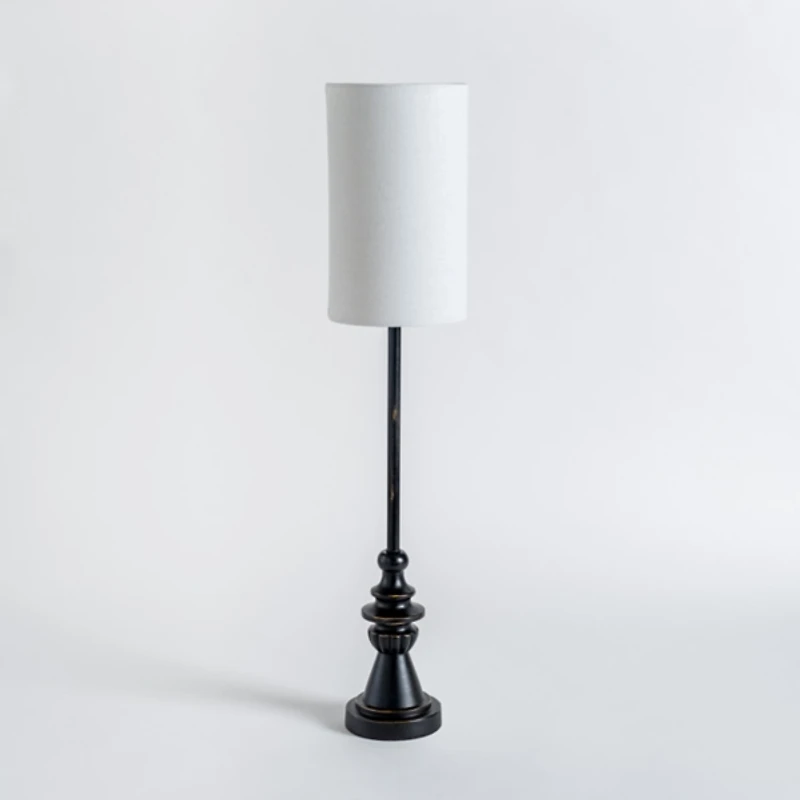 Distressed Black Candlestick Buffet Lamp