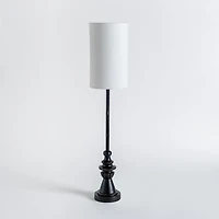 Distressed Black Candlestick Buffet Lamp