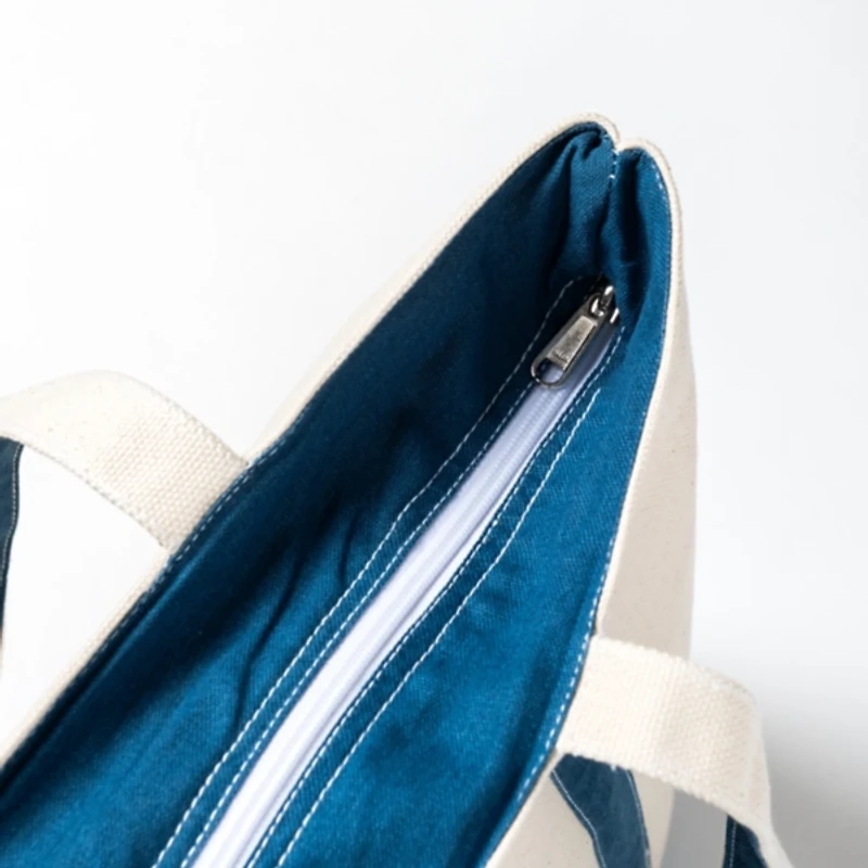 Blue Embroidered Monogram Boat Tote