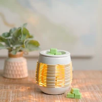 White Ceramic Faux Rattan Wax Warmer