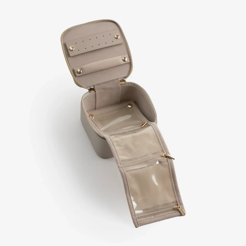 Greige Monogram B Travel Jewelry Box with Handle