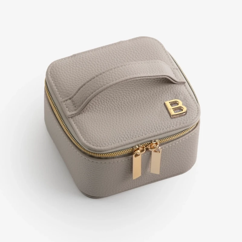 Greige Monogram B Travel Jewelry Box with Handle