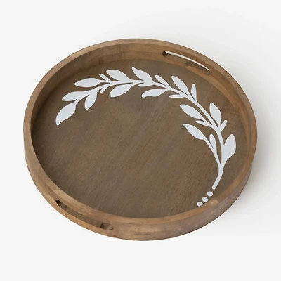 Floral Wooden Decorative Tray