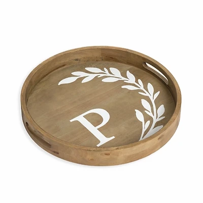 Floral Monogram Wooden Decorative Tray