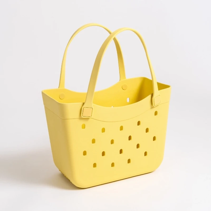 Yellow Curve Carry-All Basket Tote