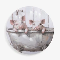Pigs in the Tub Round Canvas Art Print