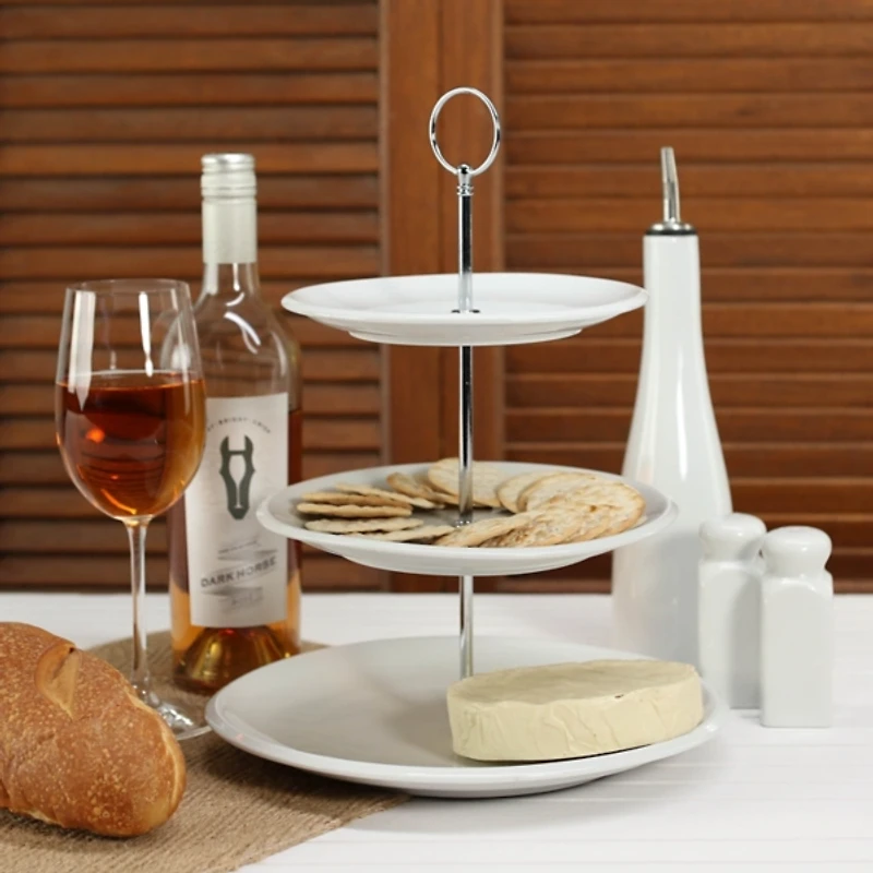 White Ceramic 3-Tier Serving Stand