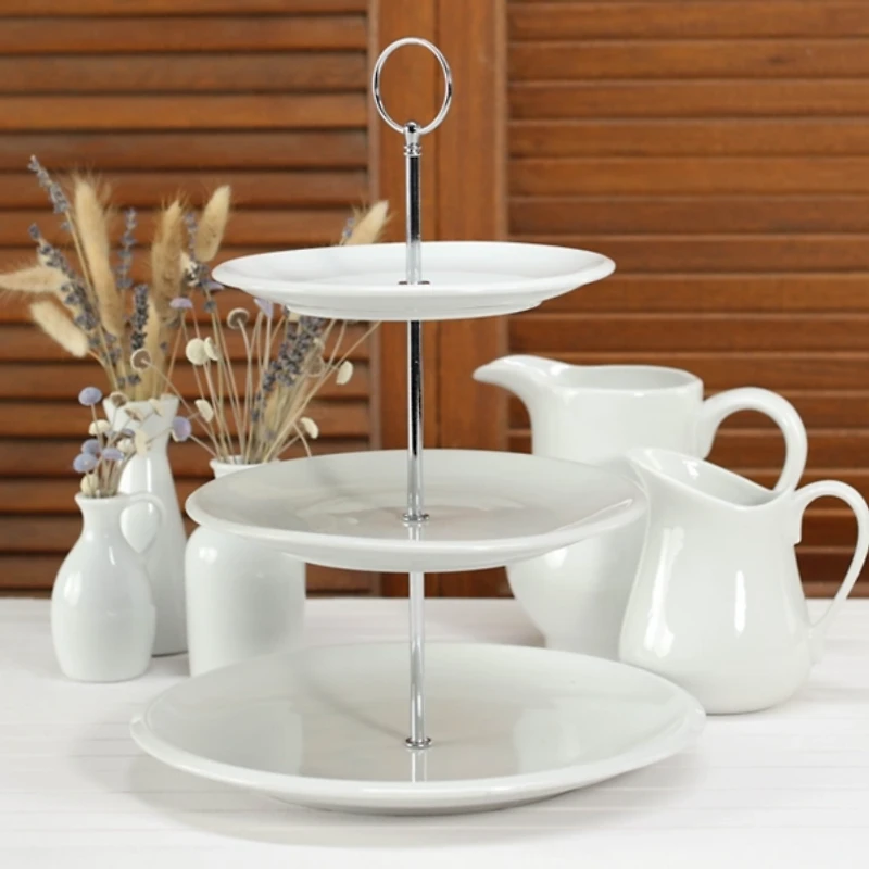 White Ceramic 3-Tier Serving Stand
