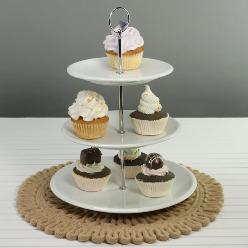 White Ceramic 3-Tier Serving Stand