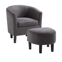 Charcoal Churchill Accent Chair & Ottoman Set