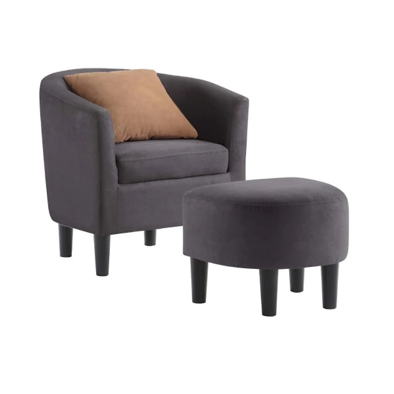 Charcoal Churchill Accent Chair & Ottoman Set