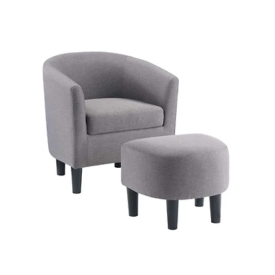Light Gray Churchill Accent Chair & Ottoman Set