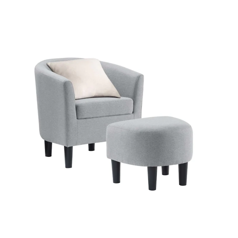 Light Gray Churchill Accent Chair & Ottoman Set