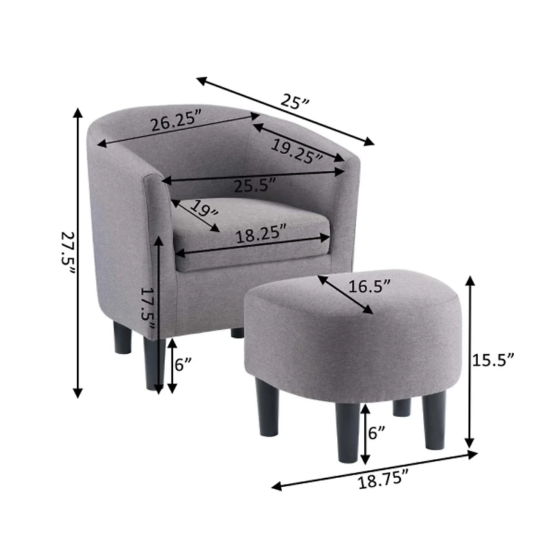 Light Gray Churchill Accent Chair & Ottoman Set
