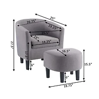 Light Gray Churchill Accent Chair & Ottoman Set