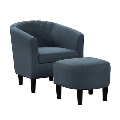 Navy Diamond Tufted Accent Chair & Ottoman Set
