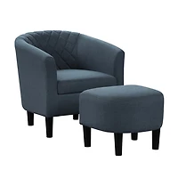 Navy Diamond Tufted Accent Chair & Ottoman Set
