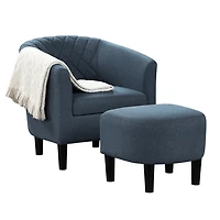 Navy Diamond Tufted Accent Chair & Ottoman Set