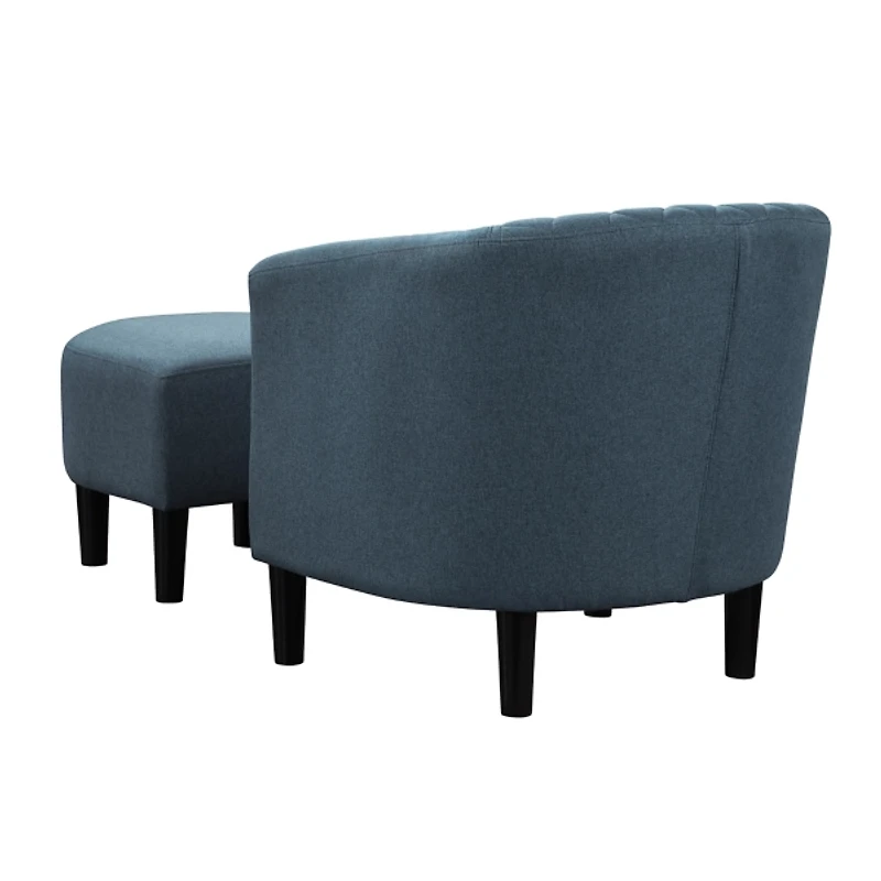 Navy Diamond Tufted Accent Chair & Ottoman Set