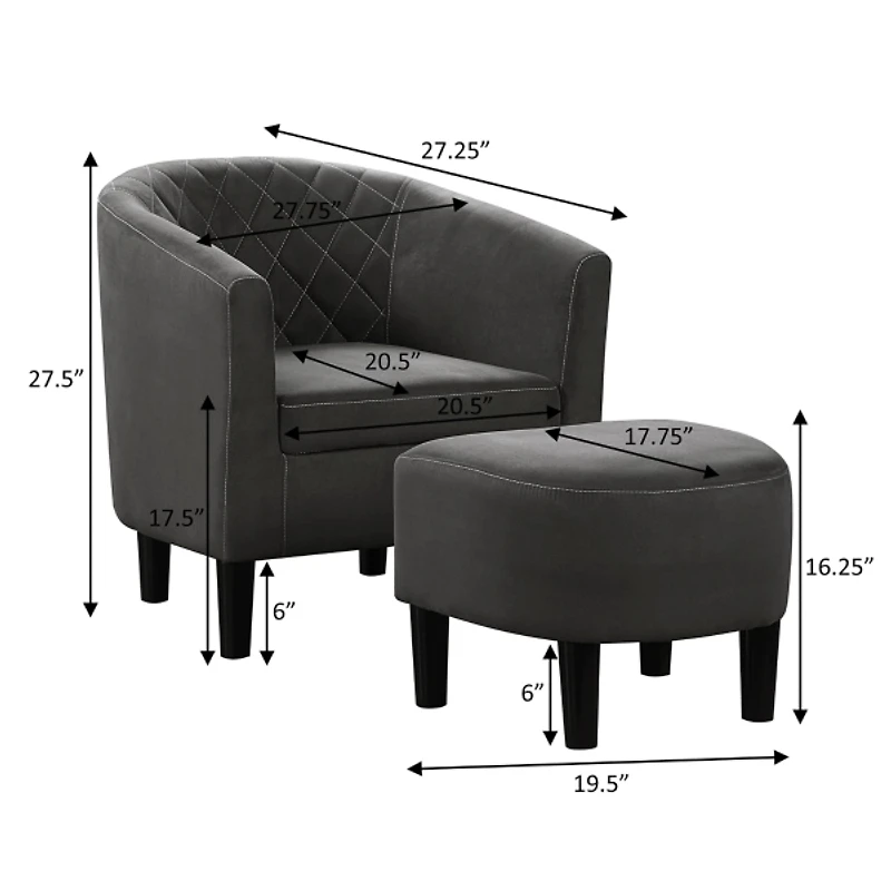 Black Diamond Tufted Accent Chair & Ottoman Set