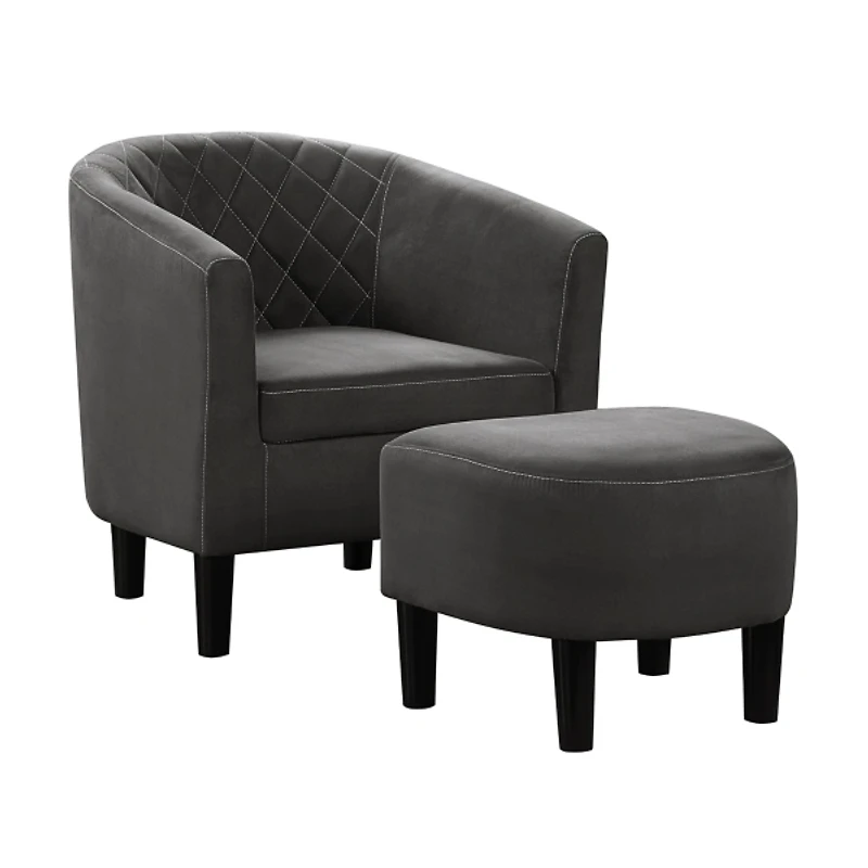 Black Diamond Tufted Accent Chair & Ottoman Set