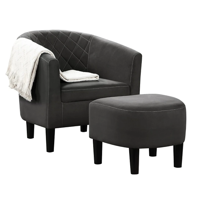 Black Diamond Tufted Accent Chair & Ottoman Set