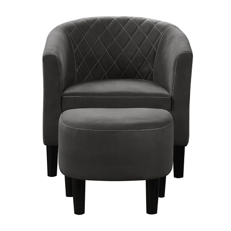 Black Diamond Tufted Accent Chair & Ottoman Set