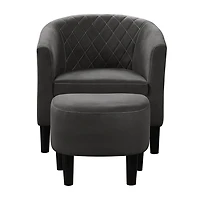 Black Diamond Tufted Accent Chair & Ottoman Set