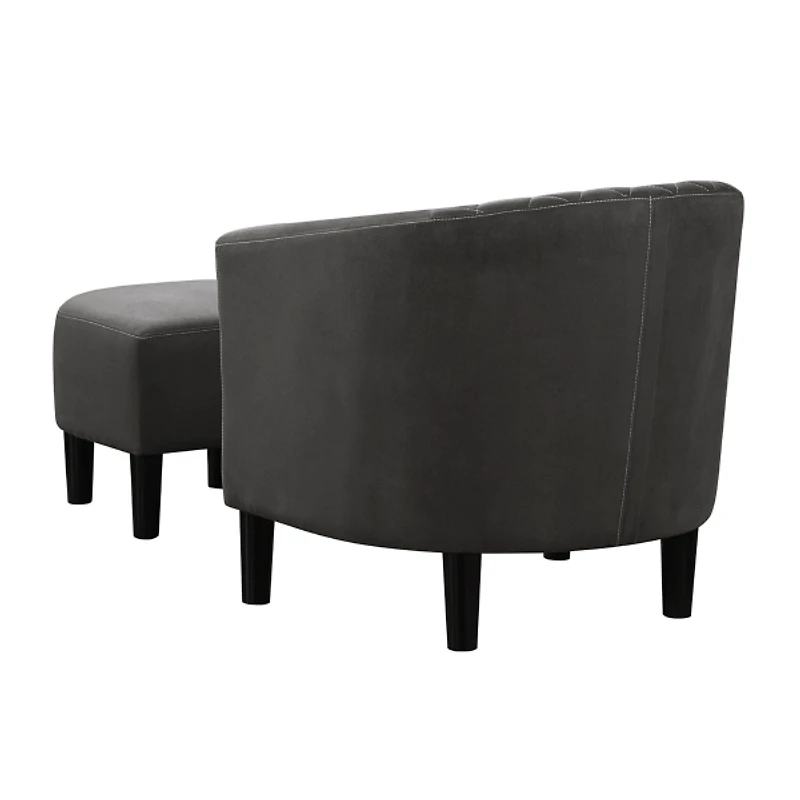 Black Diamond Tufted Accent Chair & Ottoman Set