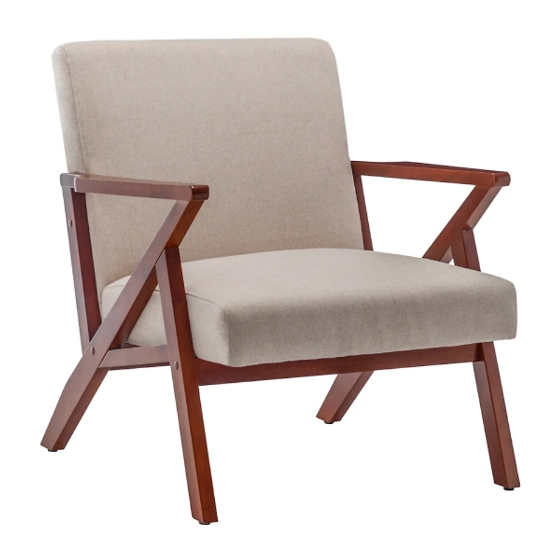 Neutral Upholstered Cliff Lounge Accent Chair