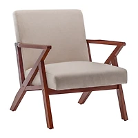 Neutral Upholstered Cliff Lounge Accent Chair