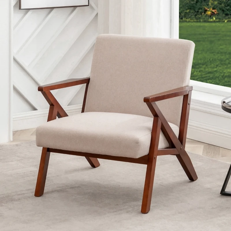 Neutral Upholstered Cliff Lounge Accent Chair