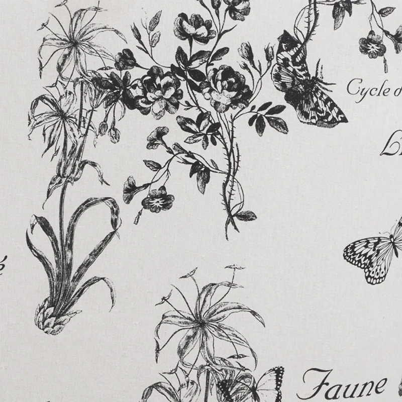 Black & White Floral Accent Chair & Ottoman Set