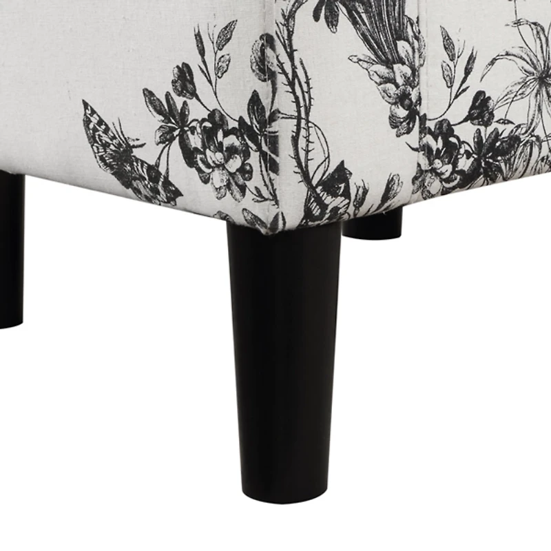 Black & White Floral Accent Chair & Ottoman Set