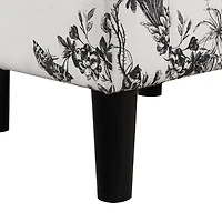 Black & White Floral Accent Chair & Ottoman Set
