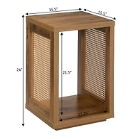 Northfield Brown Woven Rattan Open Accent Table