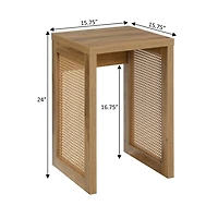 Northfield Brown Rattan Sides Open Accent Table