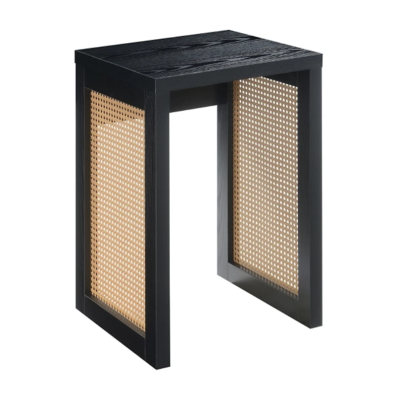 Northfield Black Rattan Sides Open Accent Table
