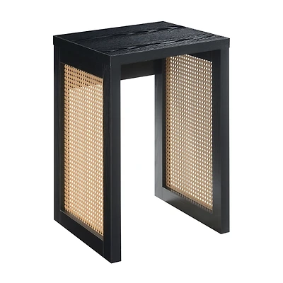 Northfield Black Rattan Sides Open Accent Table