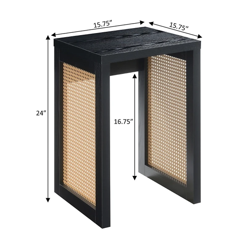 Northfield Black Rattan Sides Open Accent Table