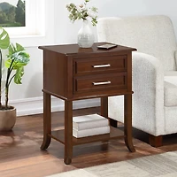 Brown Flared Two-Drawer Accent Table