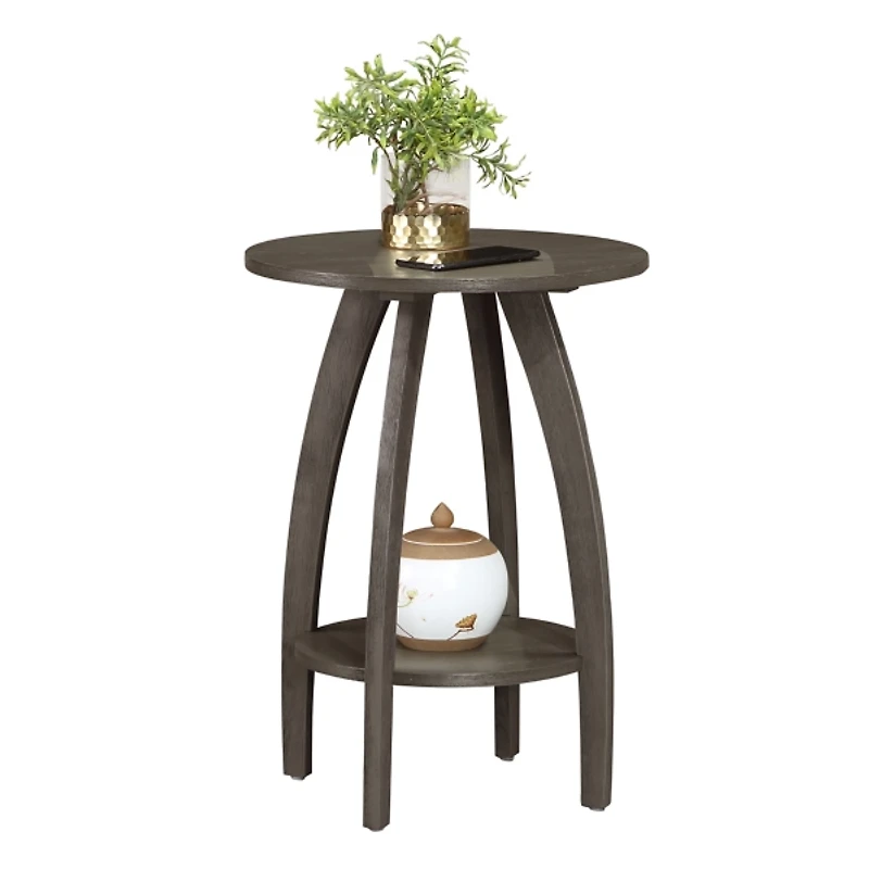 Aldrin Round Grey Wash Accent Table