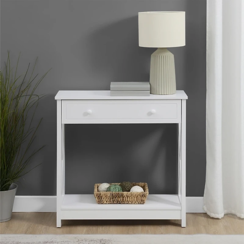 Oxford White X-Panel Console Table