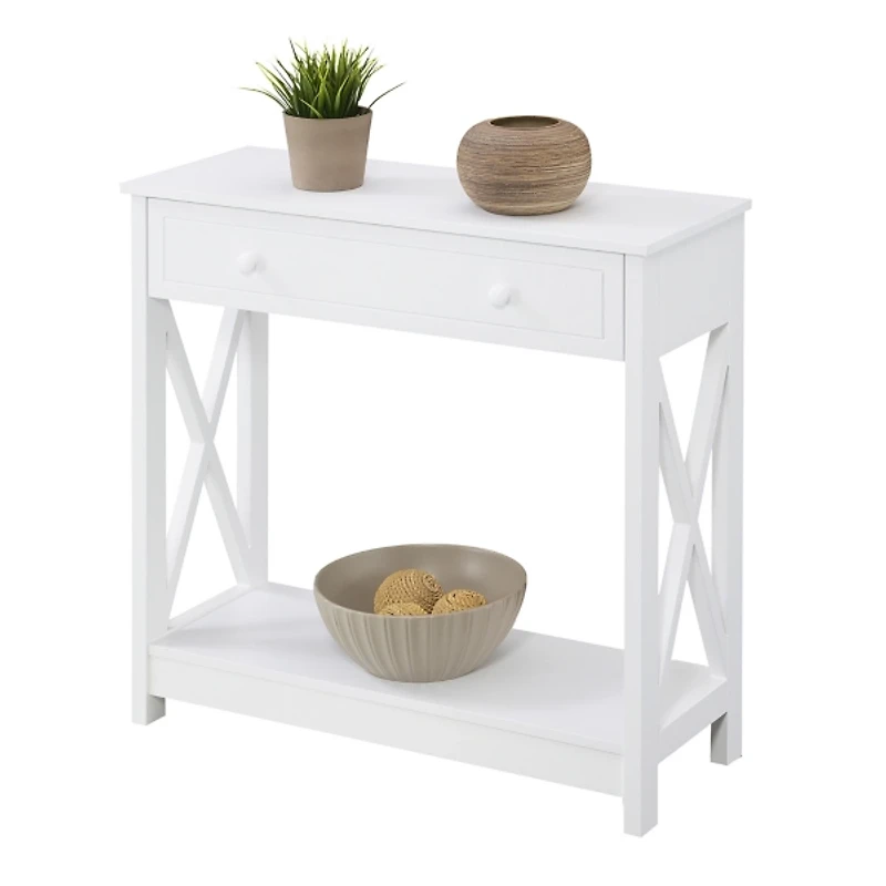 Oxford White X-Panel Console Table