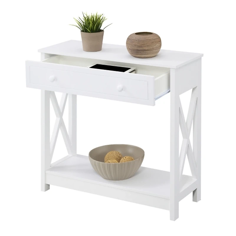 Oxford White X-Panel Console Table