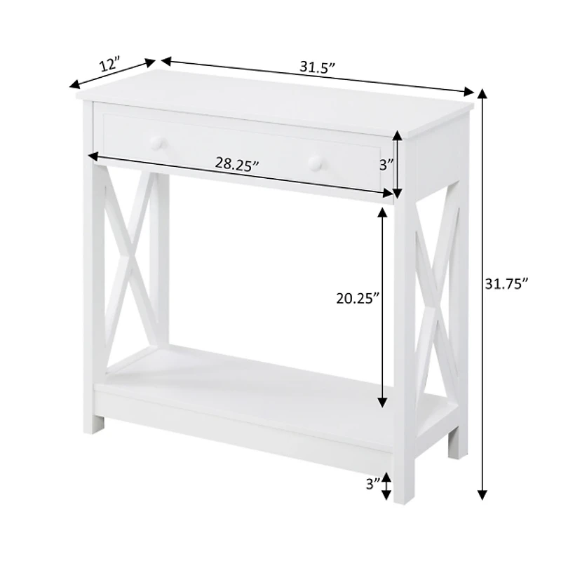 Oxford White X-Panel Console Table