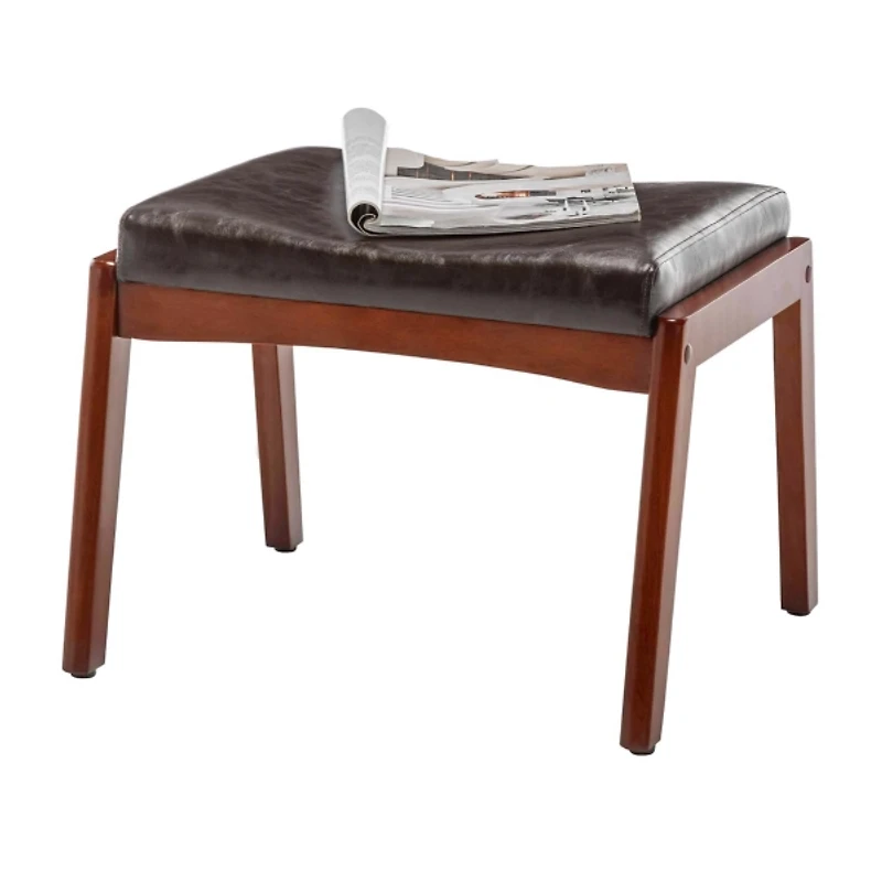 Brown Faux Leather Natasha Ottoman Stool