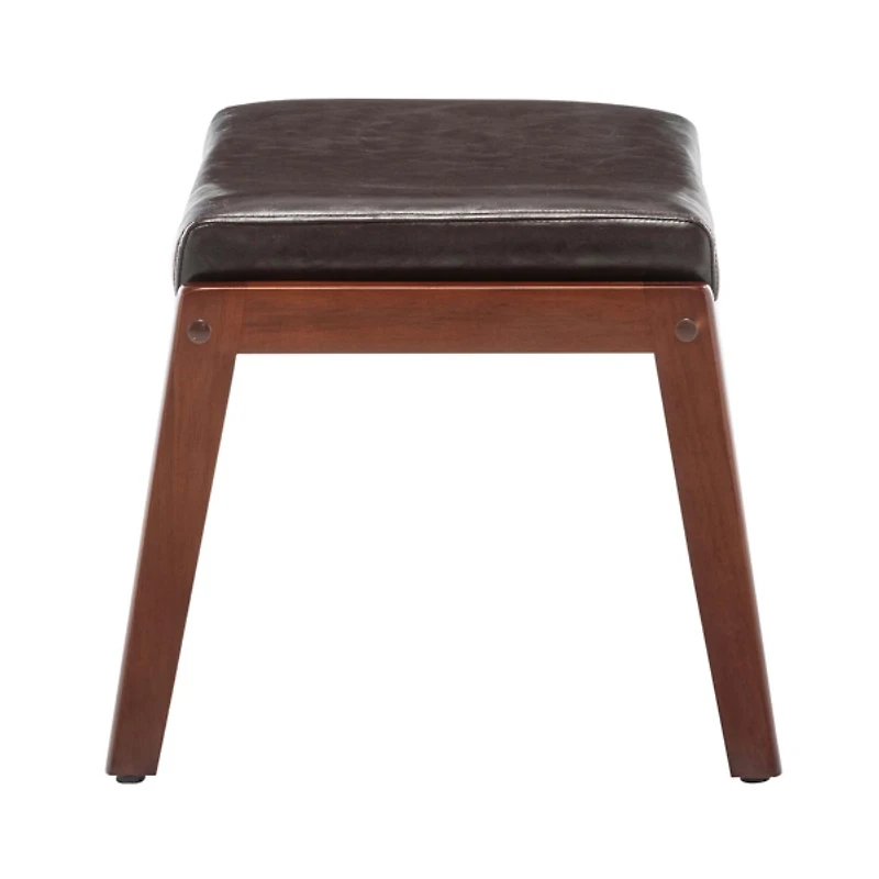 Brown Faux Leather Natasha Ottoman Stool