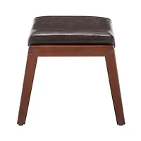 Brown Faux Leather Natasha Ottoman Stool